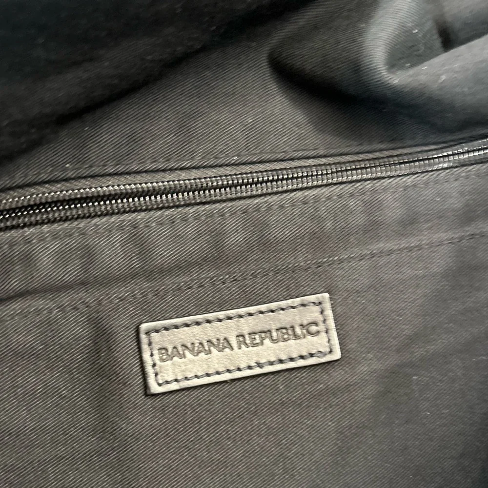 Banana Republic Black Greyson Messenger Bag with Leather Trim